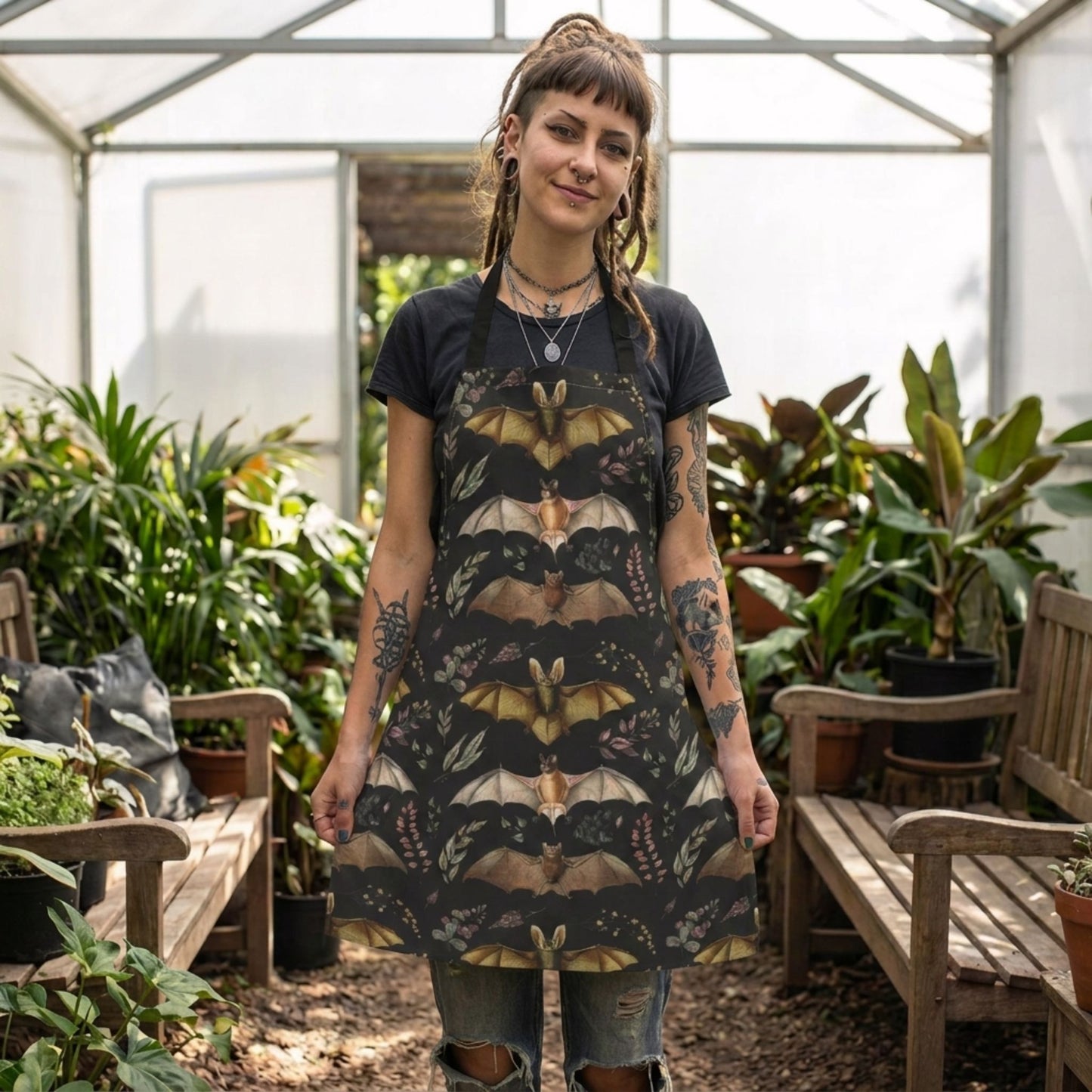 Botanical Bat Gothic Apron