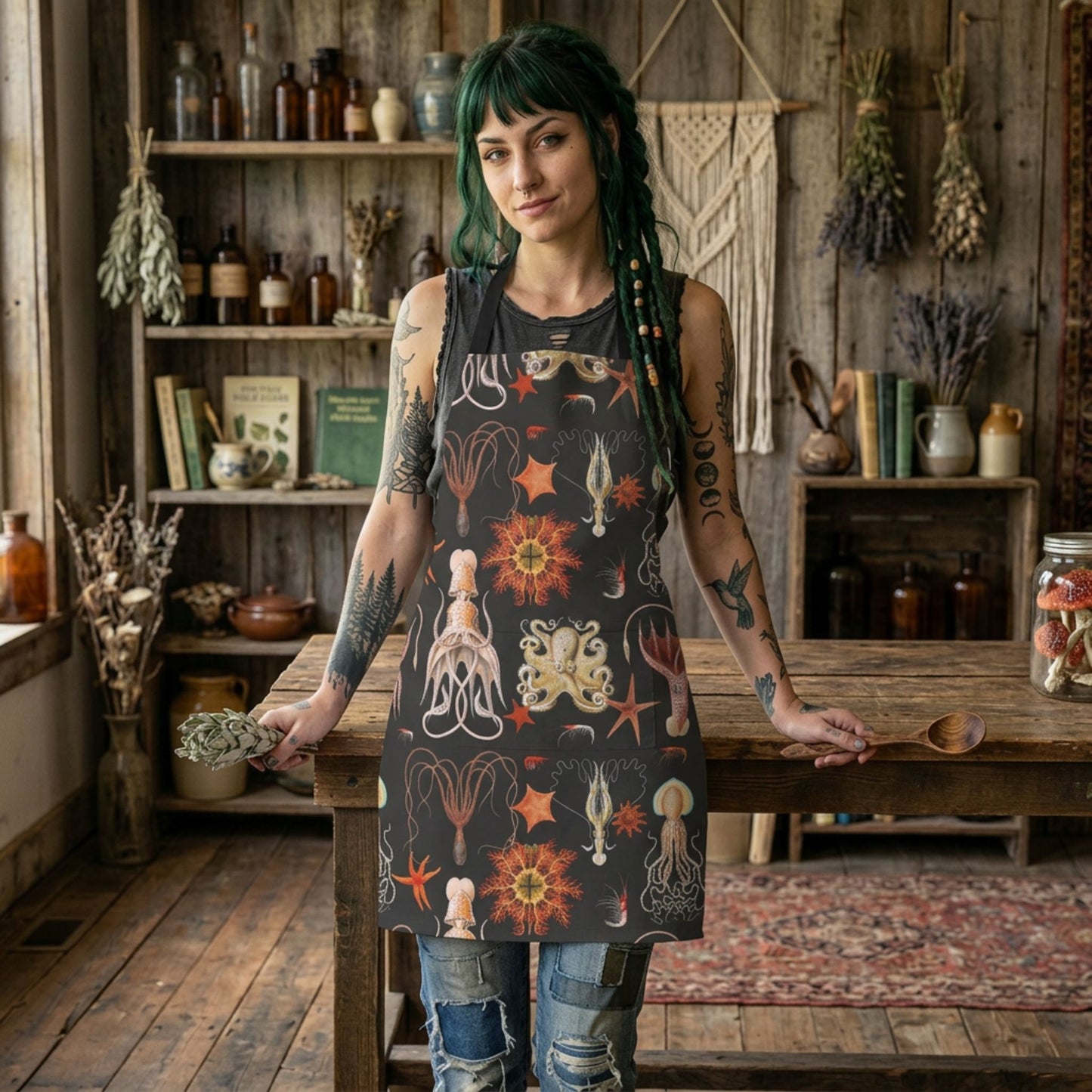 Vintage Octopus Ocean Life Apron