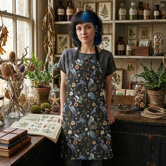 Watercolor Heron Floral Apron