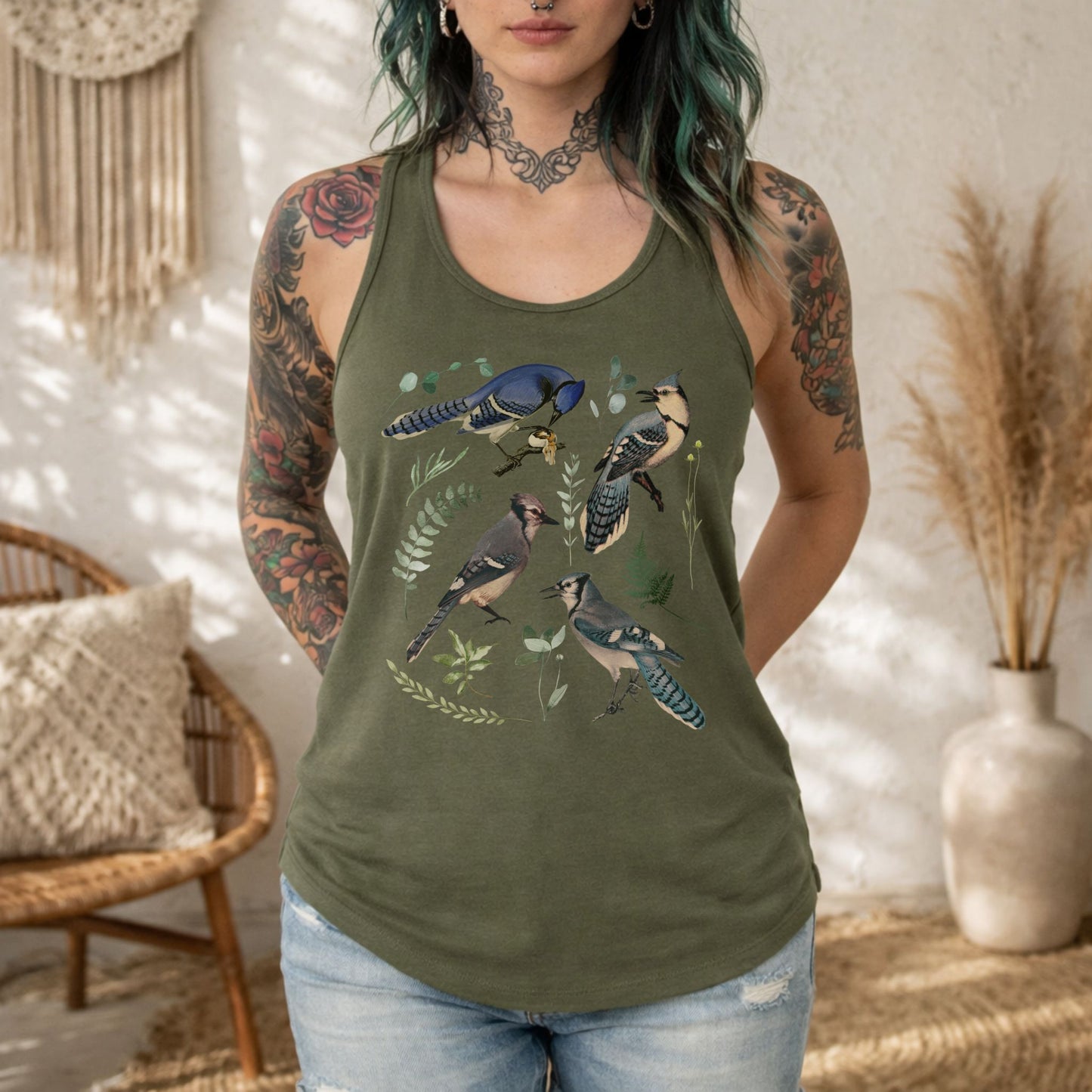 Vintage Blue Jay Racerback Tank Top