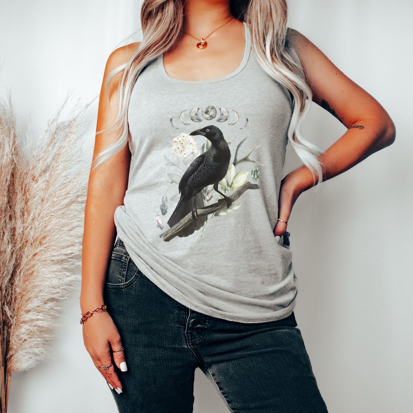 Celestial Moon Raven Racerback Tank Top