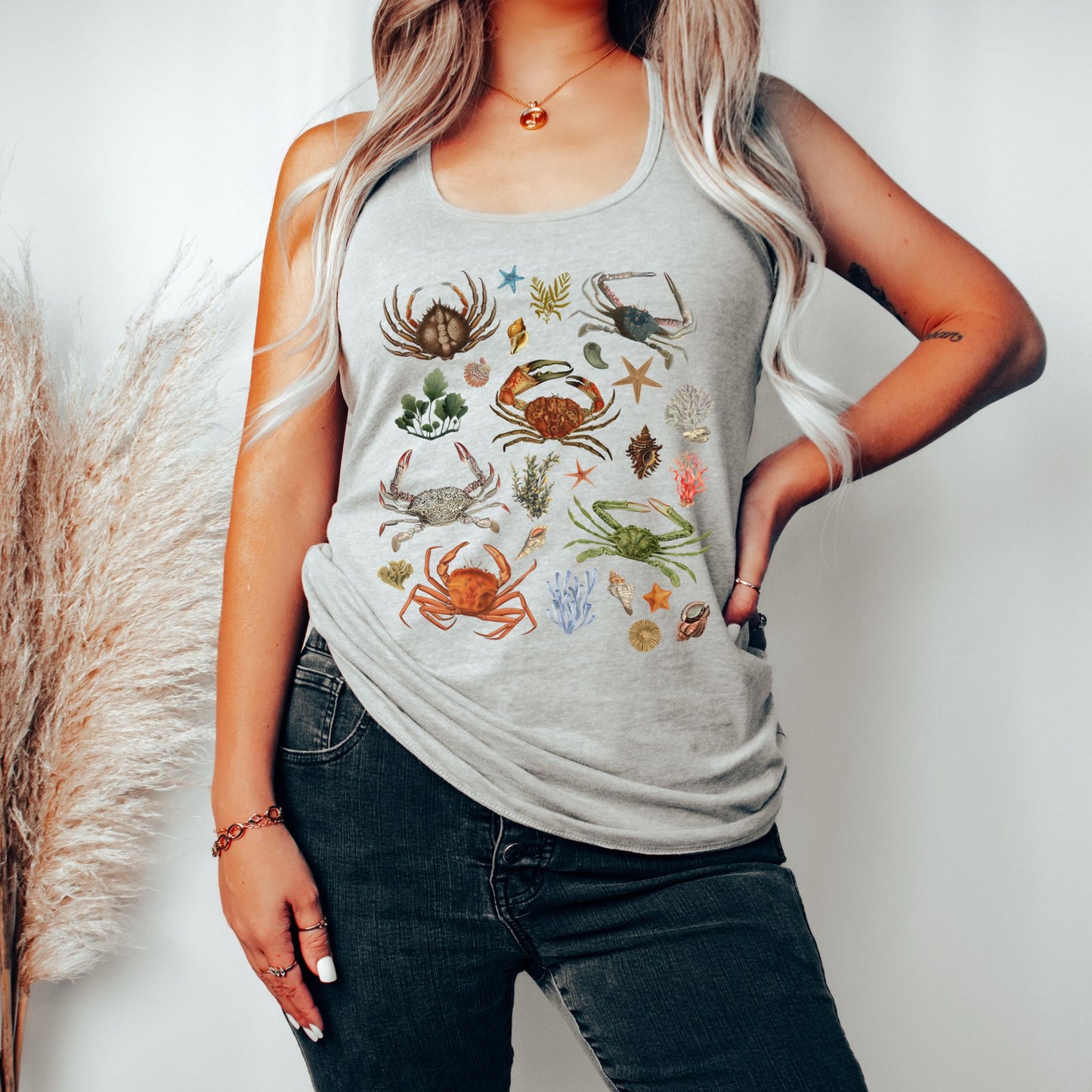 Nautical Ocean Crabs Racerback Tank Top