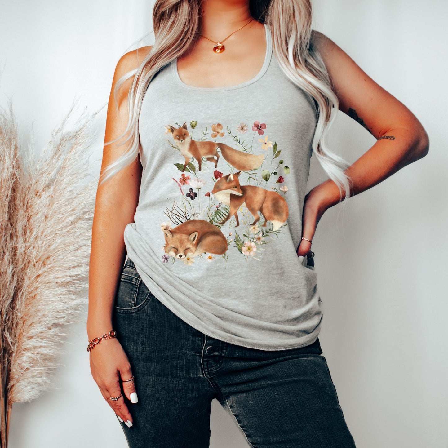 Wildflower Fox Racerback Tank Top