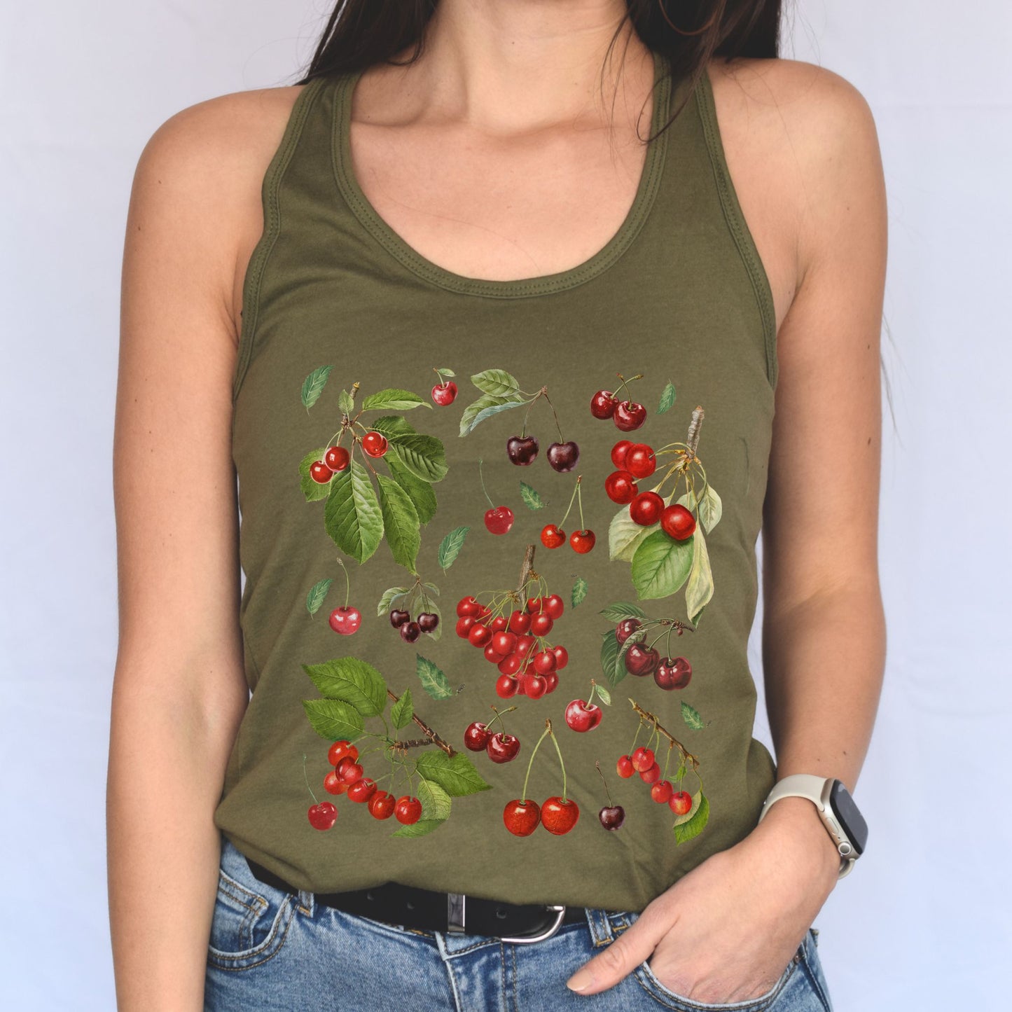 Botanical Cherries Racerback Tank Top
