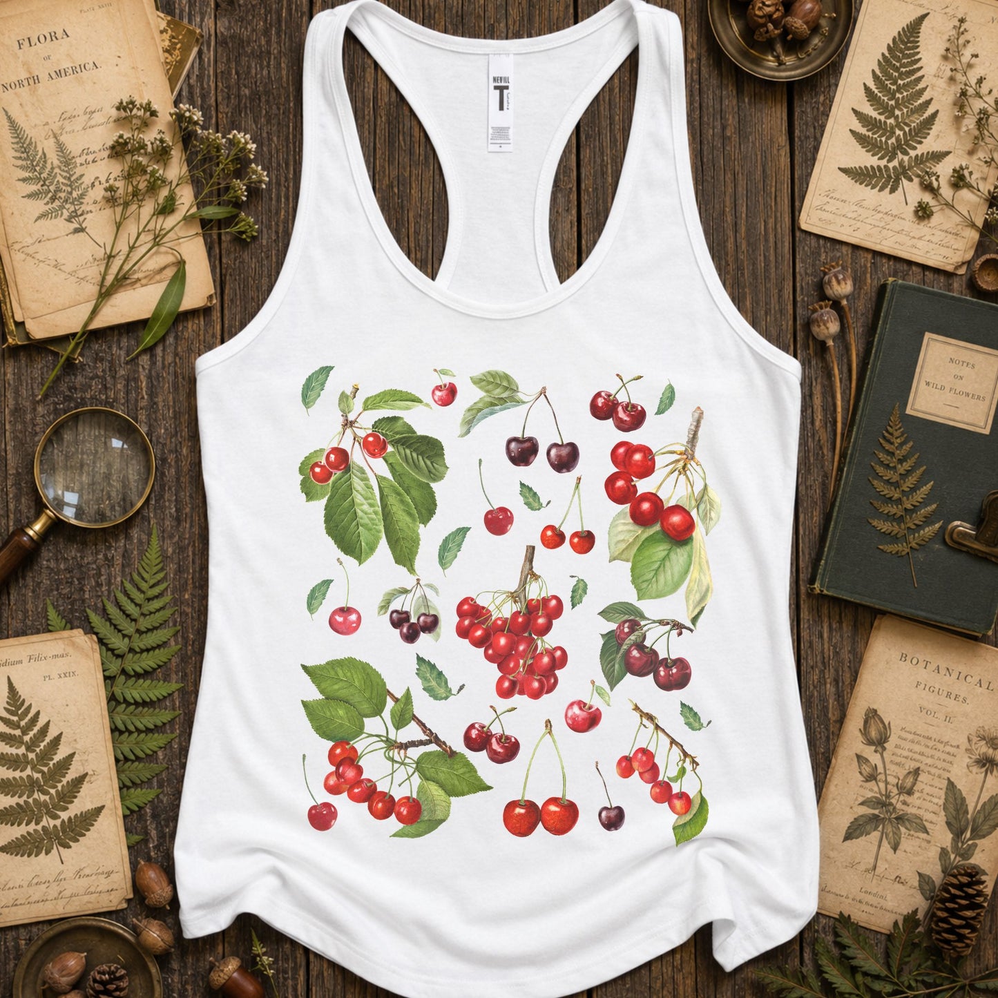 Botanical Cherries Racerback Tank Top