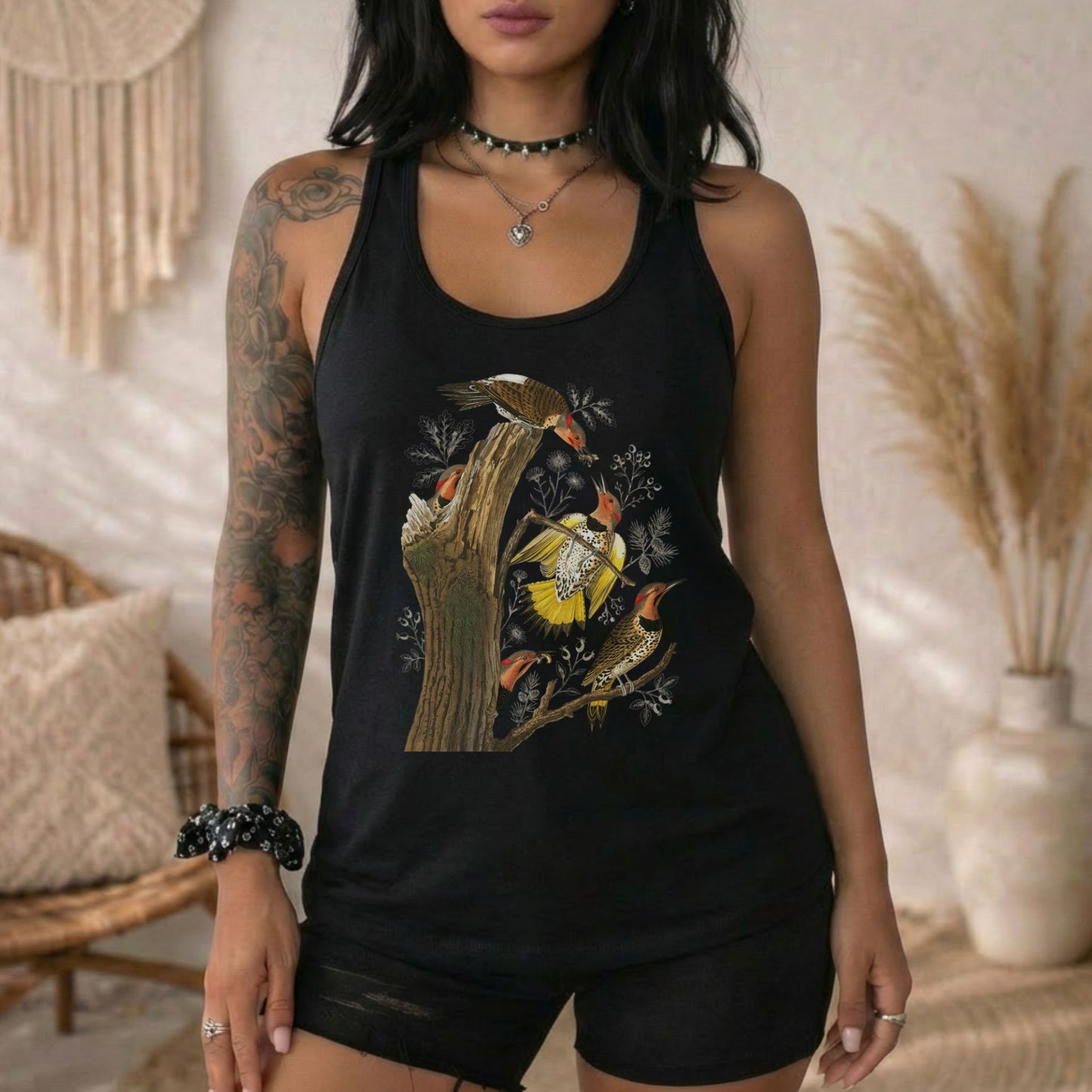 Vintage Northern Flicker Birds Racerback Tank Top