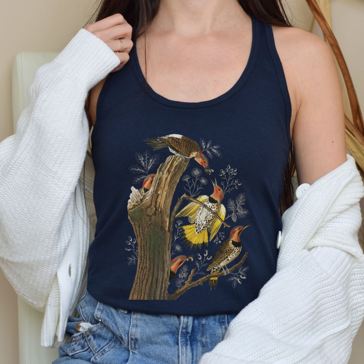 Vintage Northern Flicker Birds Racerback Tank Top