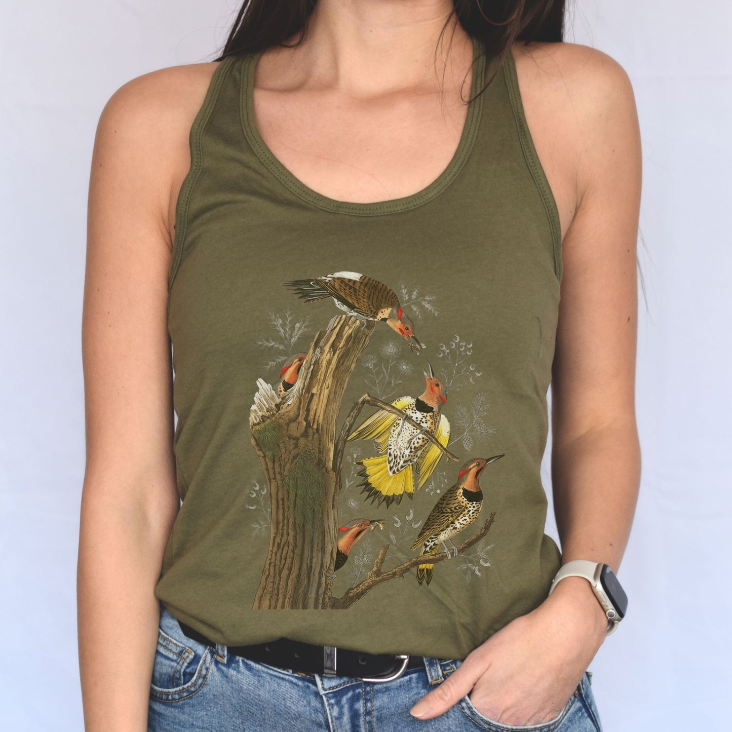 Vintage Northern Flicker Birds Racerback Tank Top
