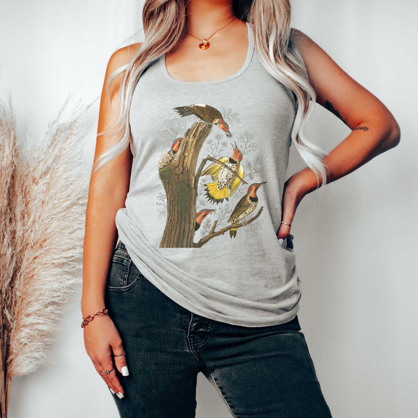 Vintage Northern Flicker Birds Racerback Tank Top