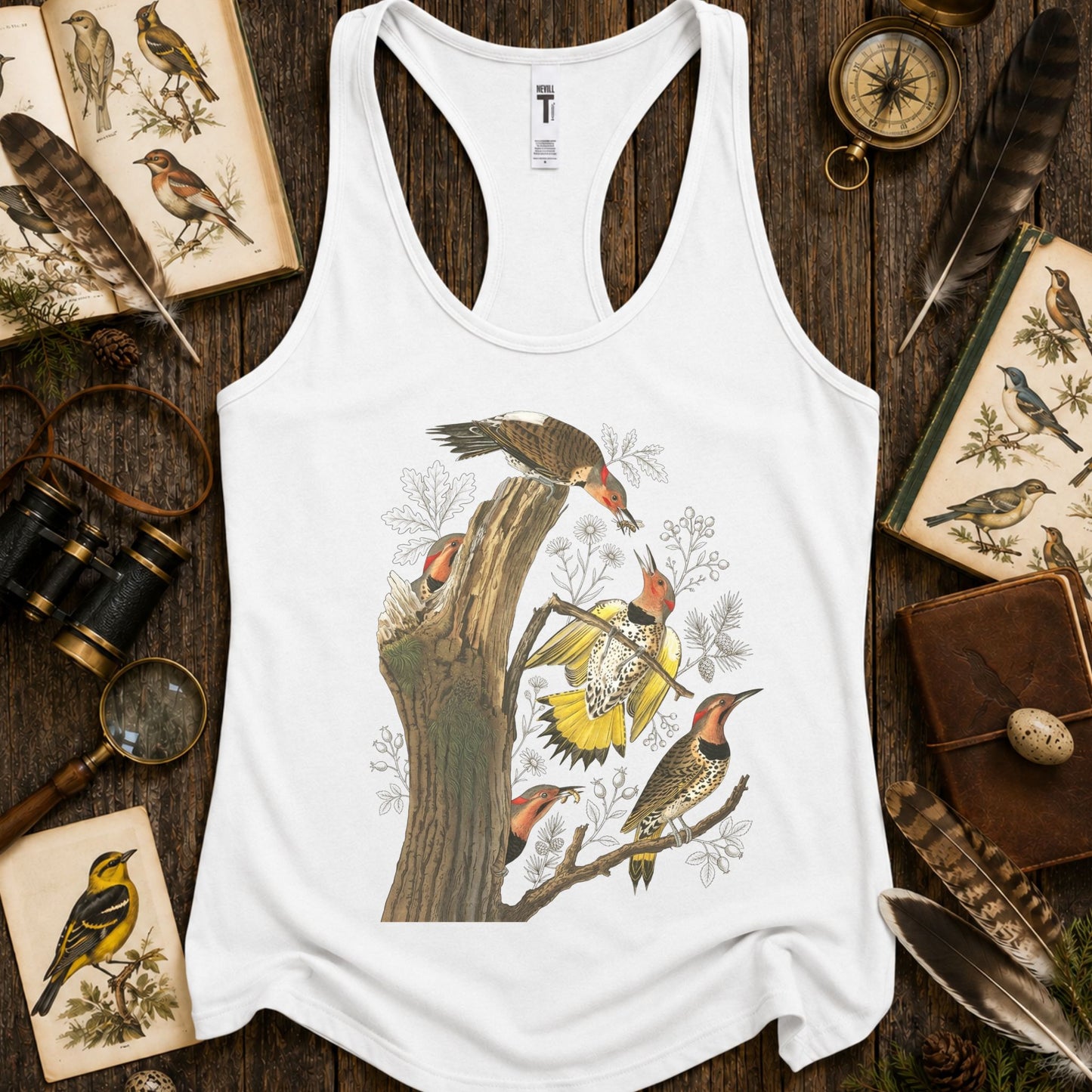 Vintage Northern Flicker Birds Racerback Tank Top