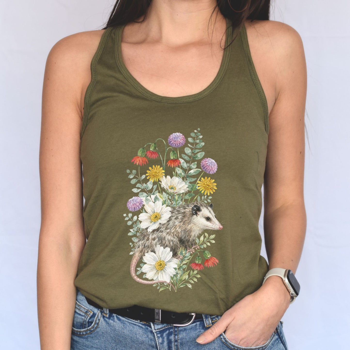 Wildflower Opossum Racerback Tank Top