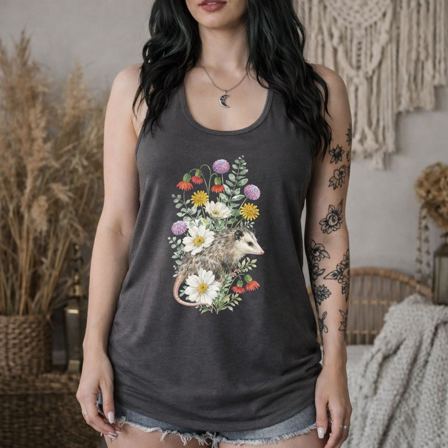 Wildflower Opossum Racerback Tank Top