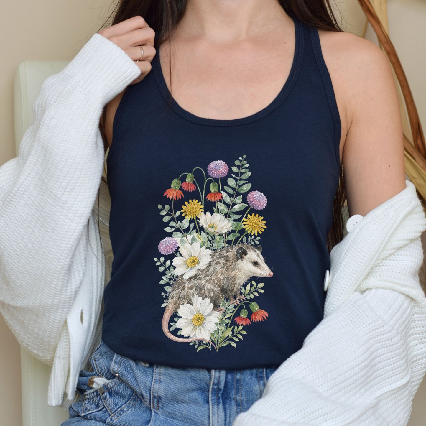 Wildflower Opossum Racerback Tank Top