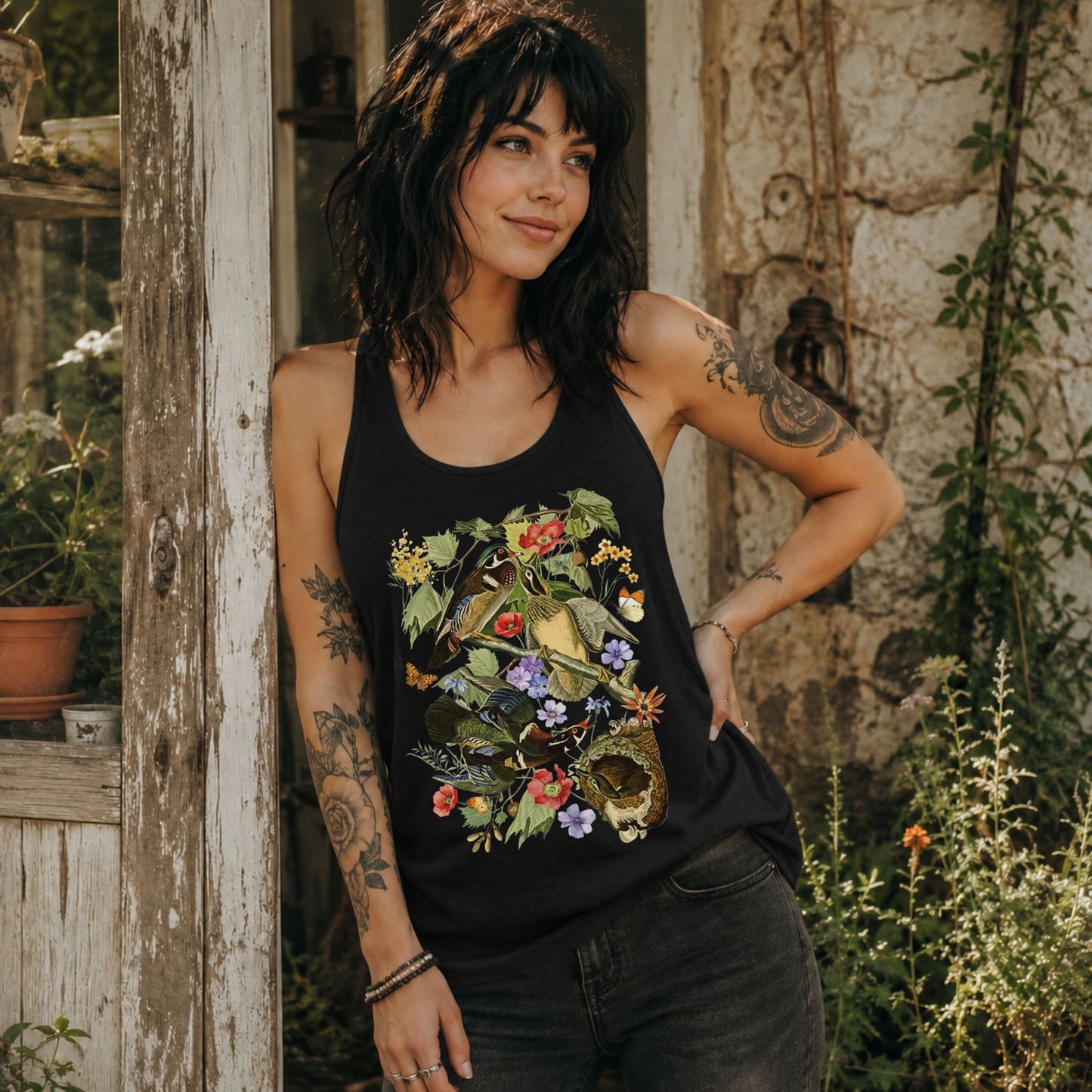 Vintage Wood Duck Racerback Tank Top