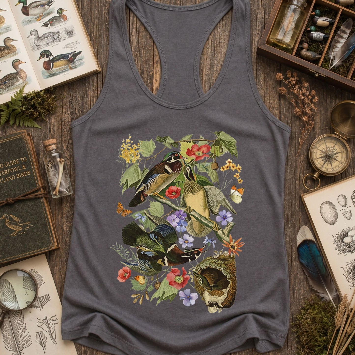 Vintage Wood Duck Racerback Tank Top