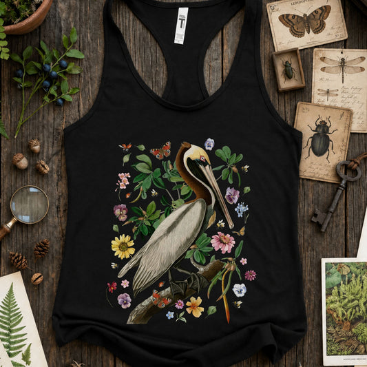 Pelican Floral Vintage Audubon Racerback Tank Top