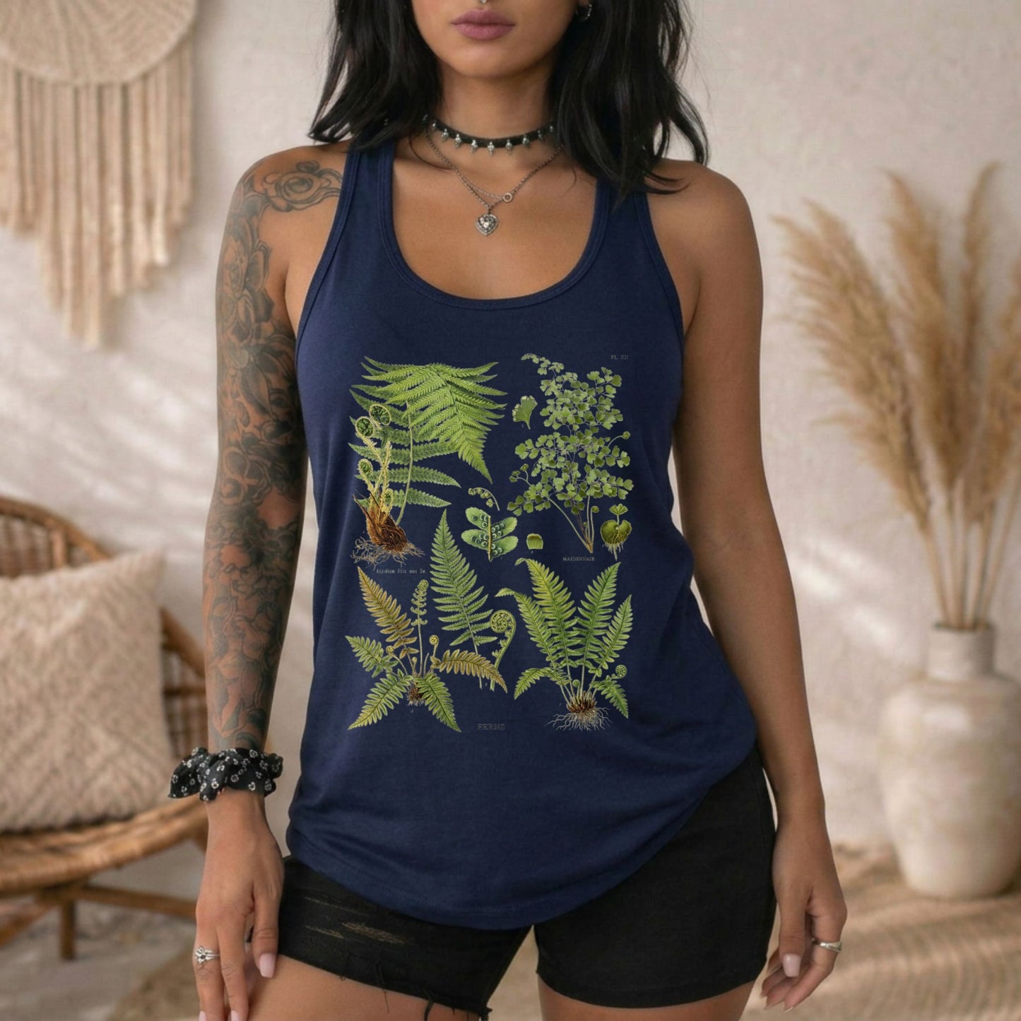 Vintage Botanical Ferns Racerback Tank Top
