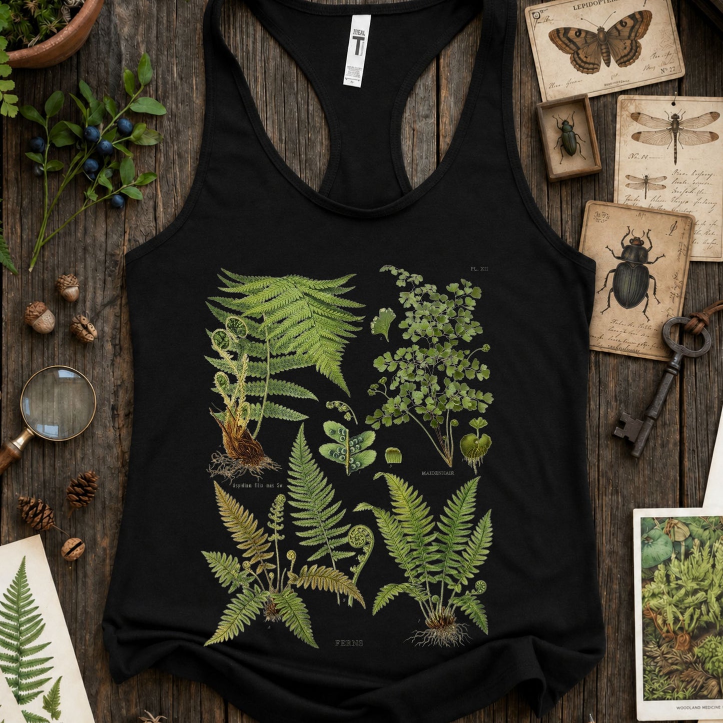 Vintage Botanical Ferns Racerback Tank Top