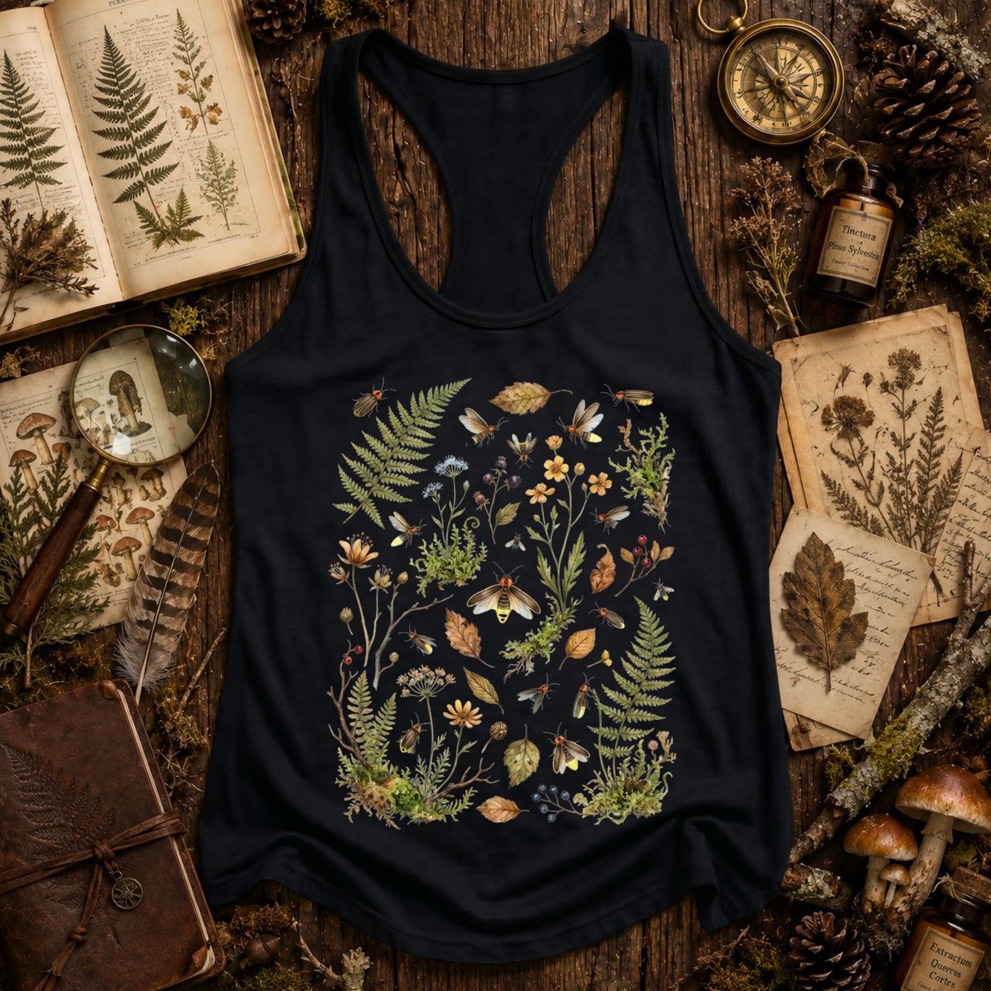 Botanical Fireflies Racerback Tank Top