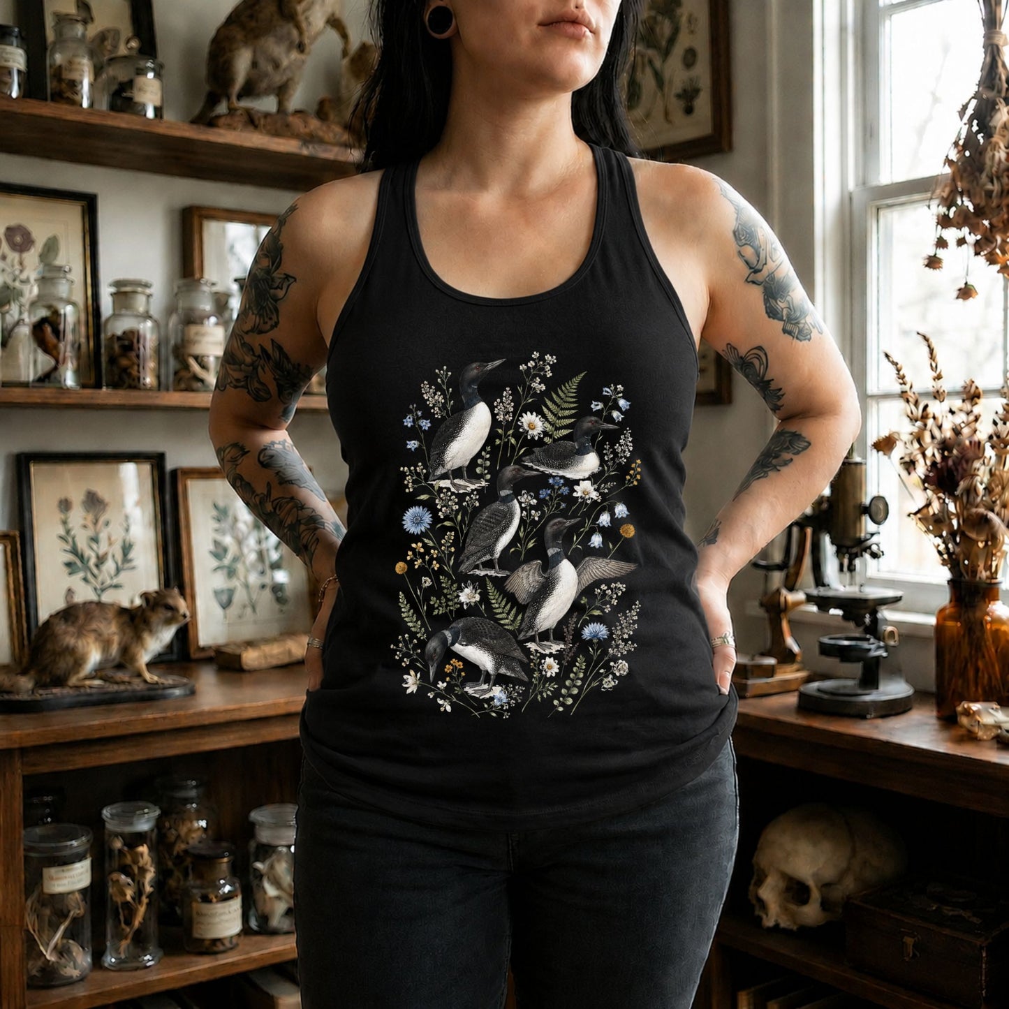 Wildflower Common Loon Racerback Tank Top