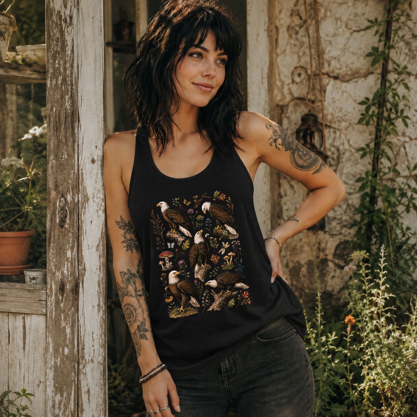 Wildflower Bald Eagle Racerback Tank Top