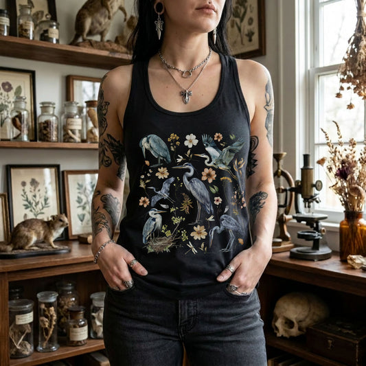 Blue Heron Birds Racerback Tank Top