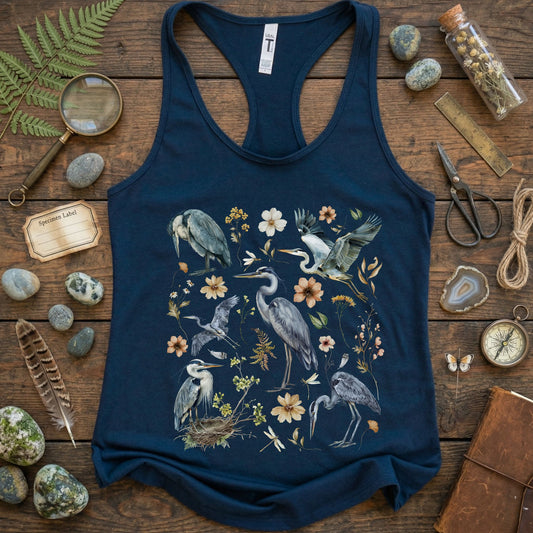 Blue Heron Birds Racerback Tank Top