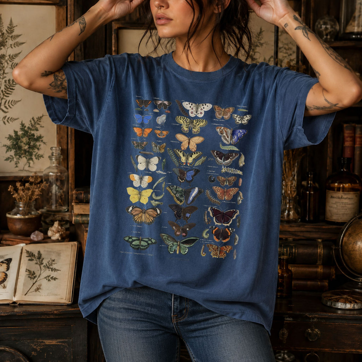 Vintage Butterflies Scientific Chart Illustration T-Shirt