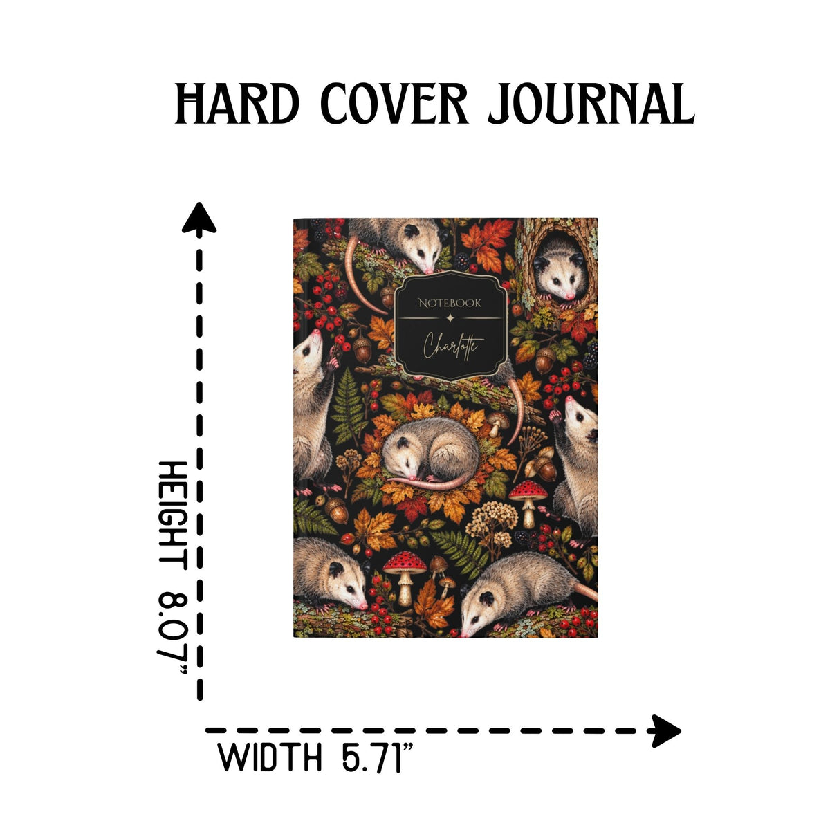 Autumn Opossum Hardcover Lined Journal
