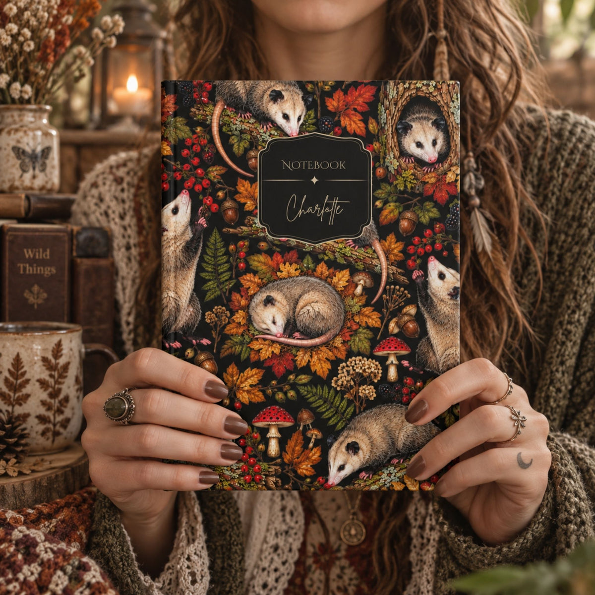 Autumn Opossum Hardcover Lined Journal