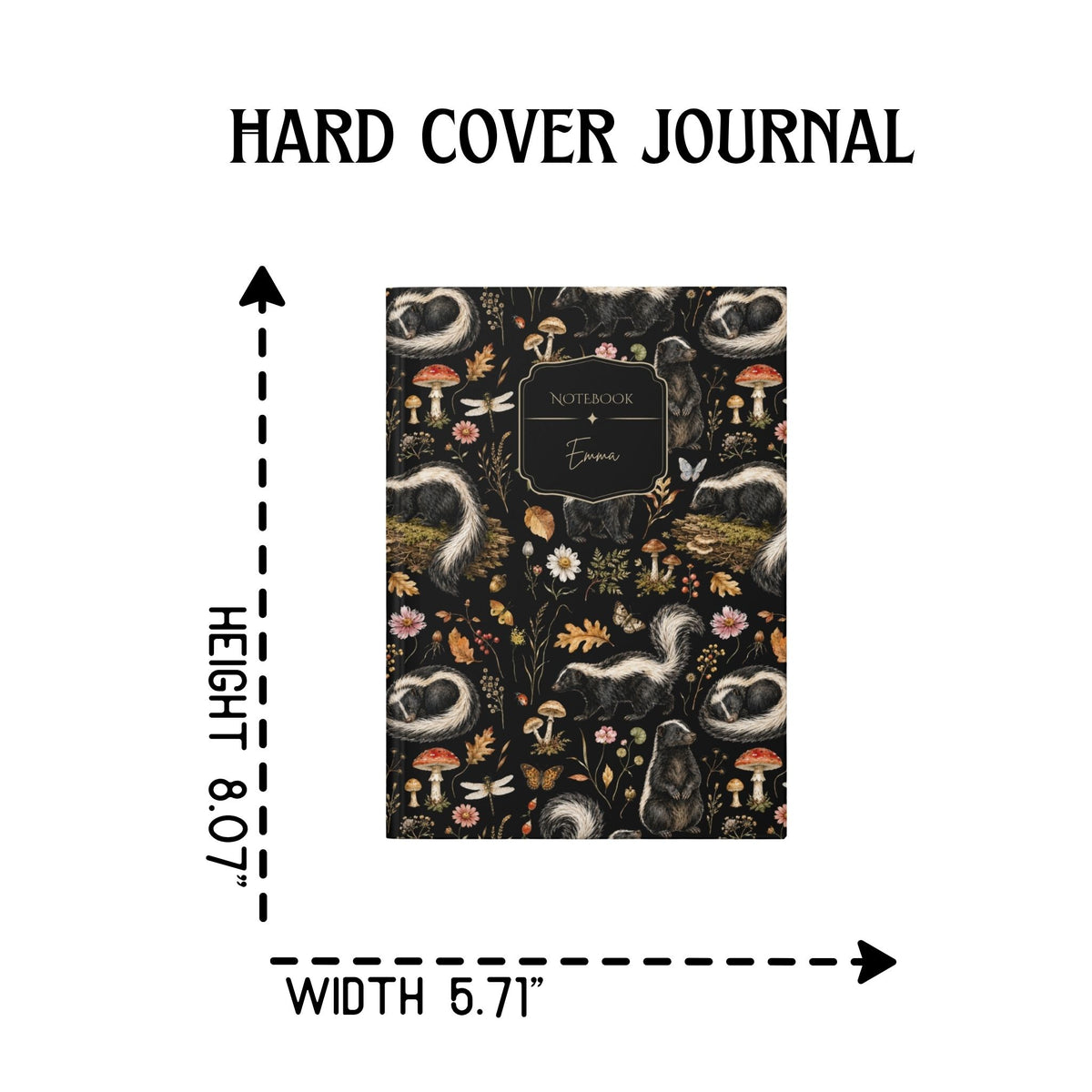 Botanical Skunk Hardcover Lined Journal