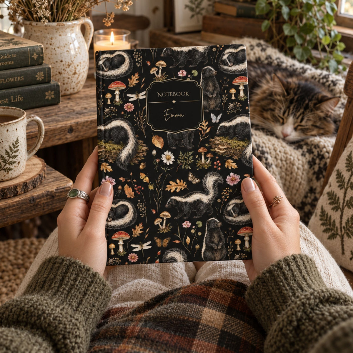 Botanical Skunk Hardcover Lined Journal