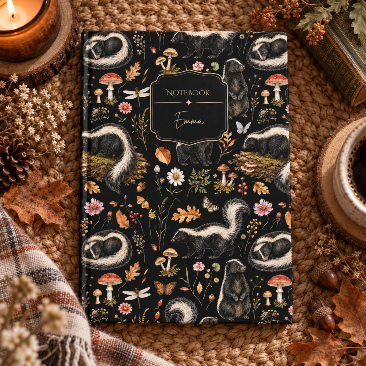 Botanical Skunk Hardcover Lined Journal