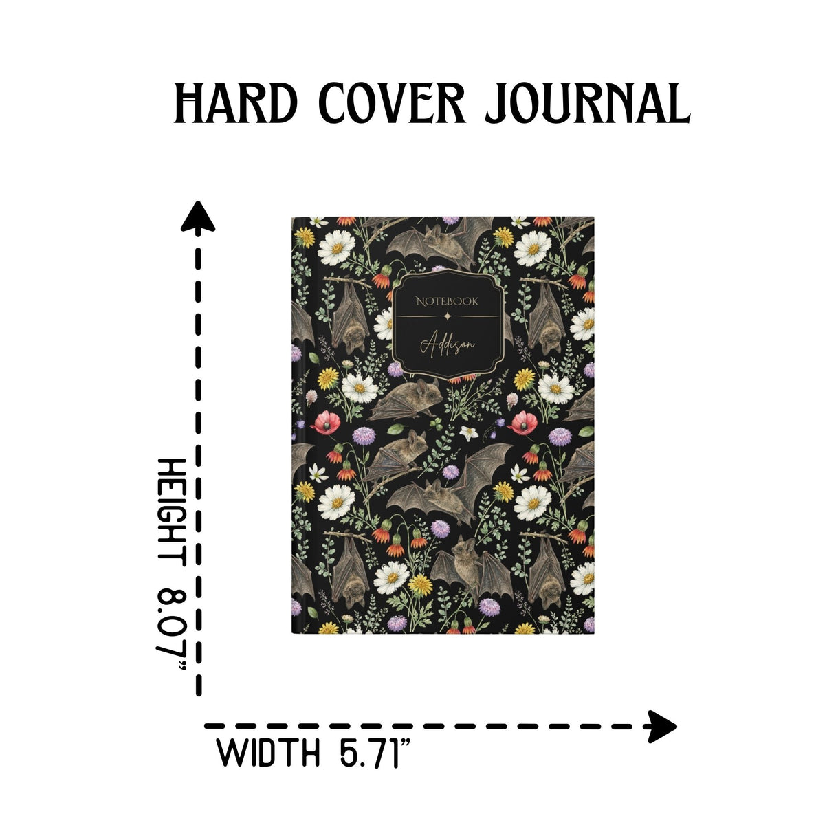 Wildflower Bats Hardcover Lined Journal