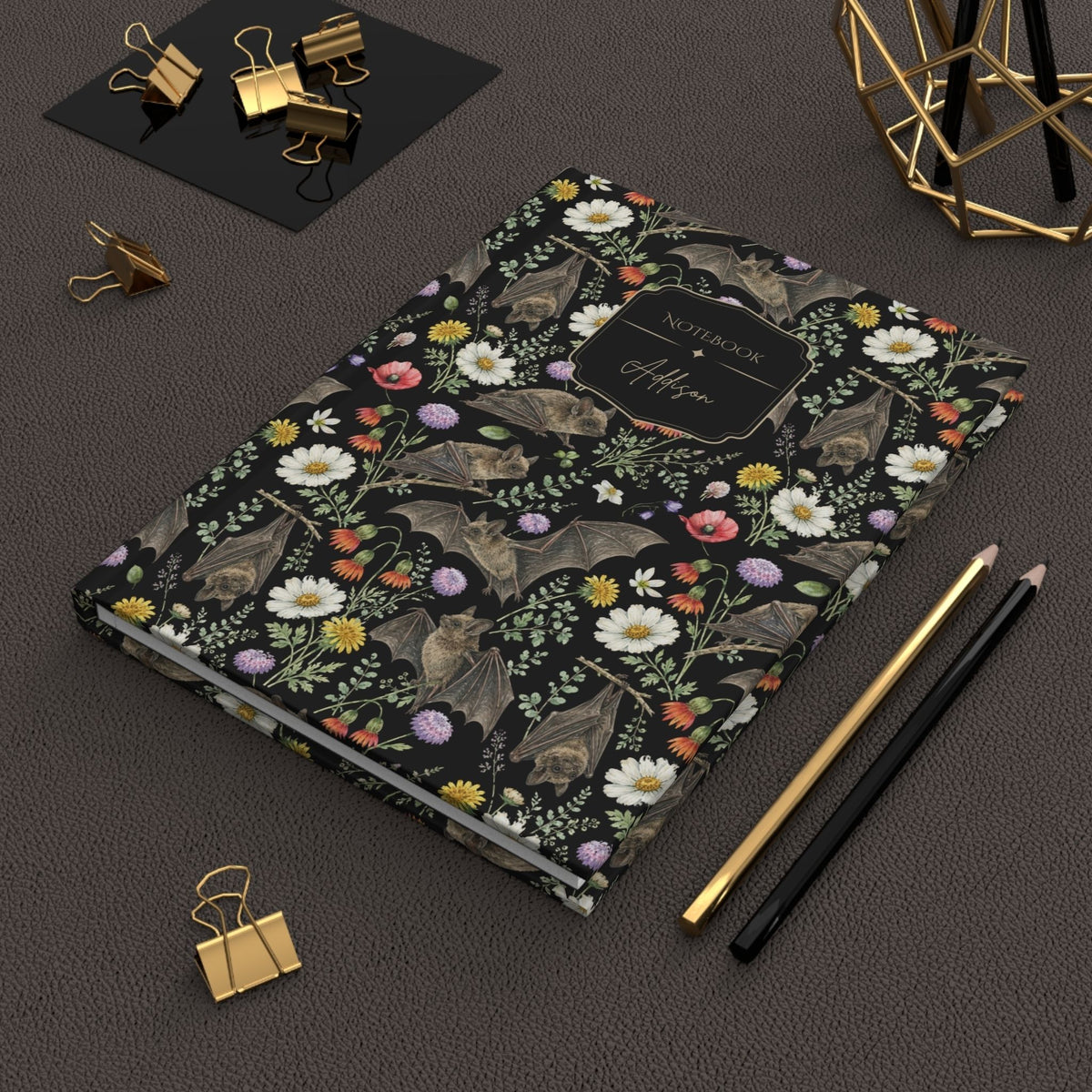 Wildflower Bats Hardcover Lined Journal
