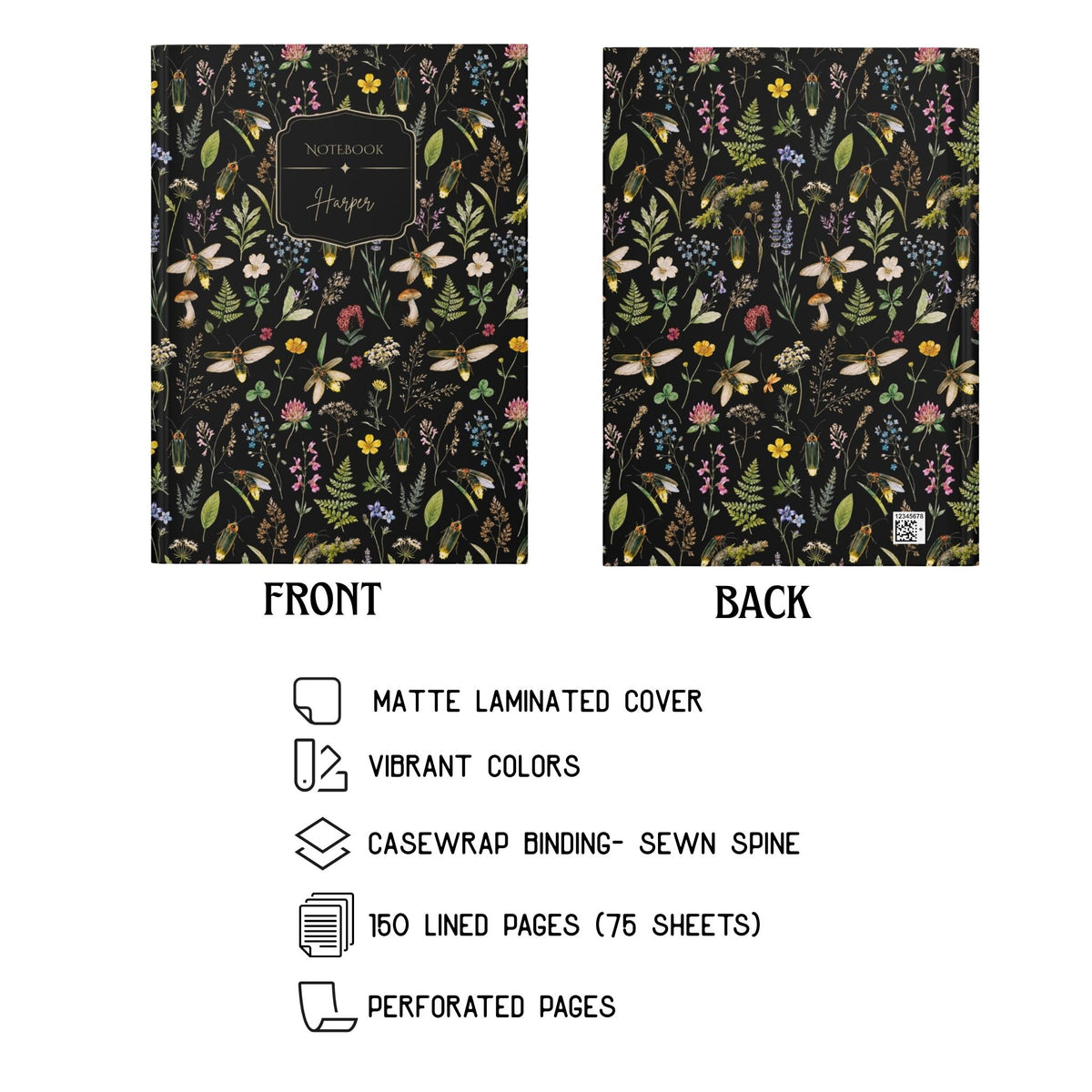 Fireflies Garden Hardcover Lined Journal