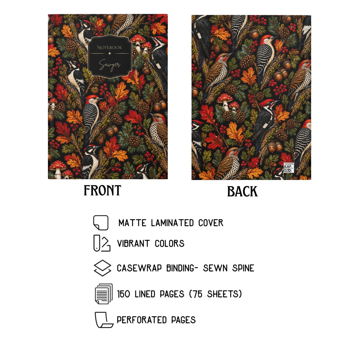 Woodpecker Mosaic Hardcover Lined Journal