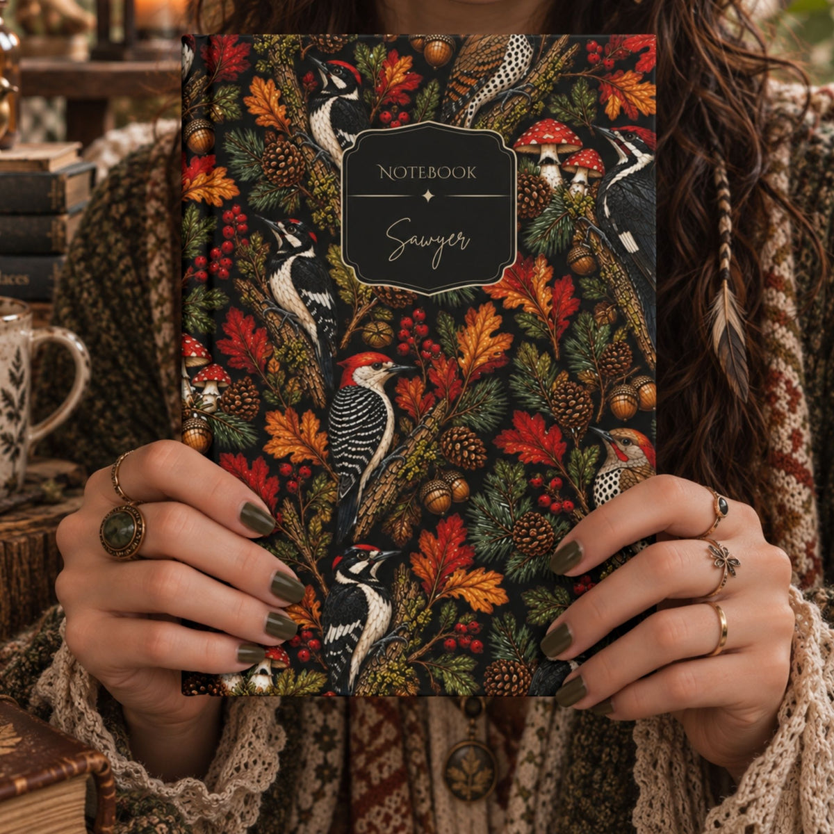 Woodpecker Mosaic Hardcover Lined Journal