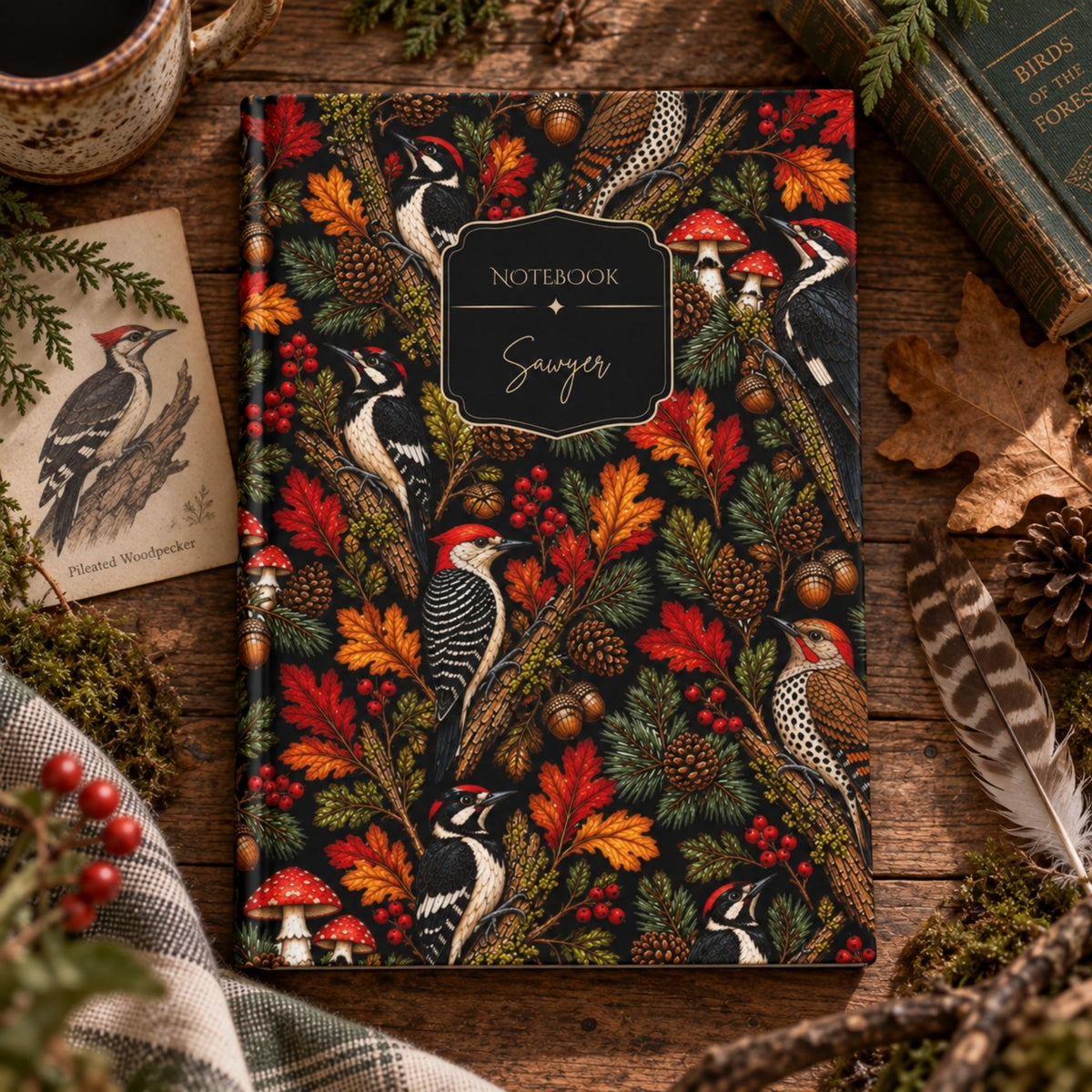 Woodpecker Mosaic Hardcover Lined Journal