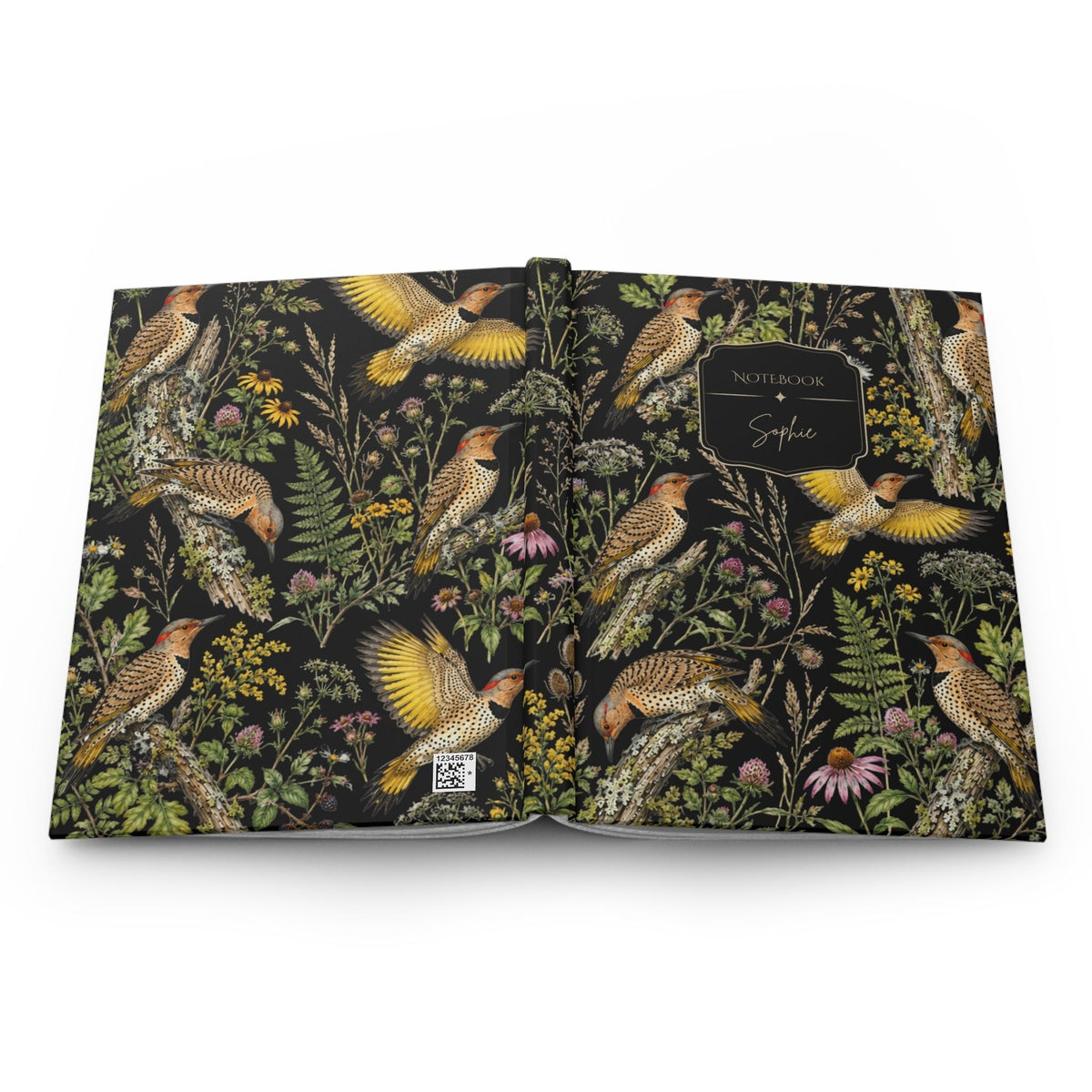 Botanical Northern Flicker Birds Hardcover Lined Journal