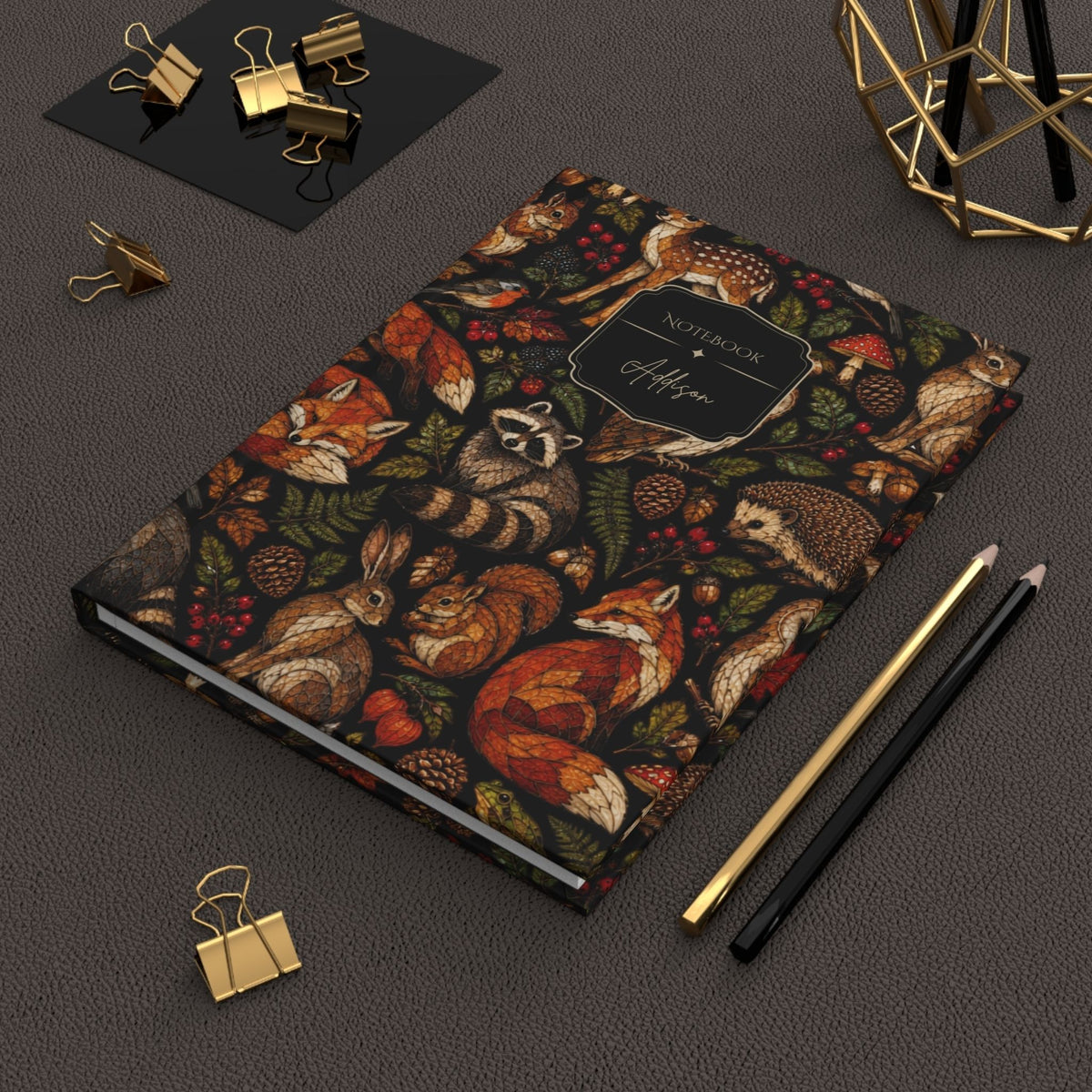 Woodland Animals Mosaic Hardcover Lined Journal