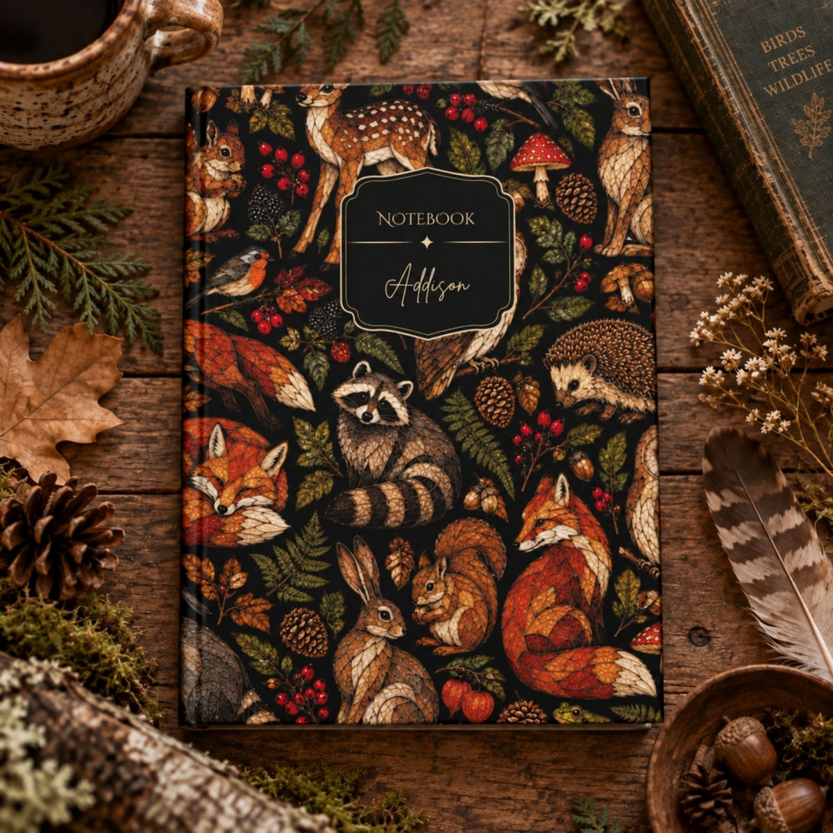 Woodland Animals Mosaic Hardcover Lined Journal