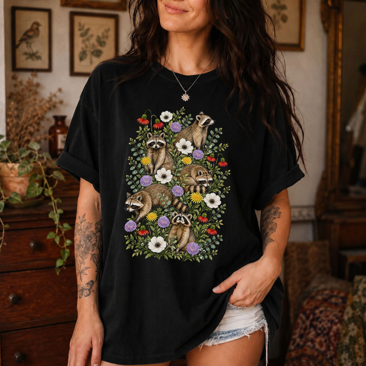 Wildflower Raccoons T-Shirt