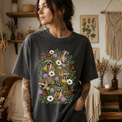 Wildflower Raccoons T-Shirt