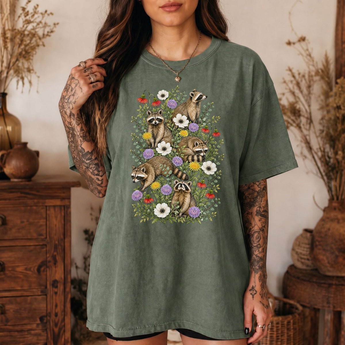 Wildflower Raccoons T-Shirt