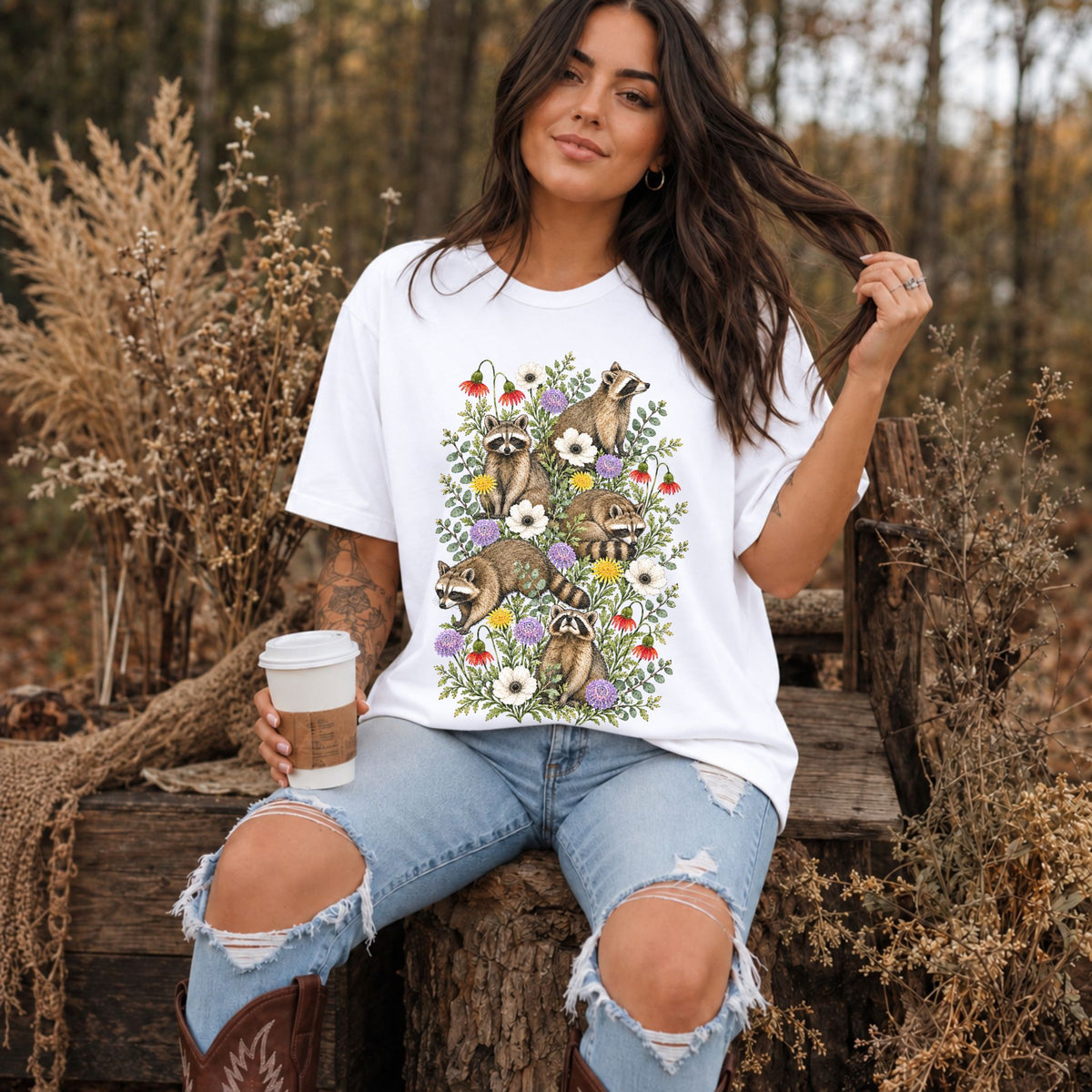 Wildflower Raccoons T-Shirt