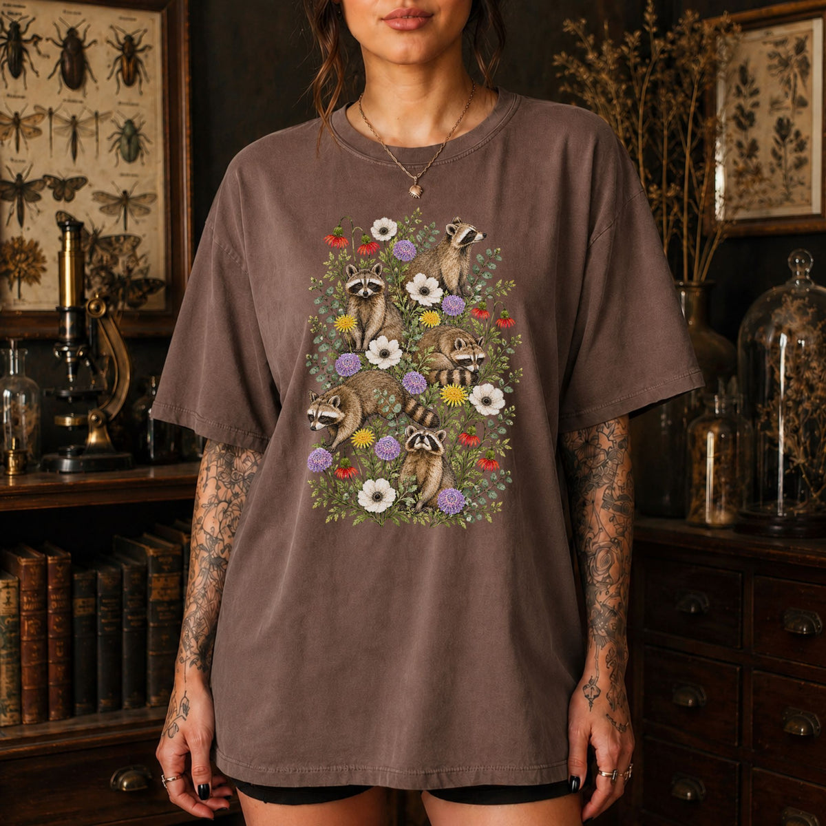 Wildflower Raccoons T-Shirt