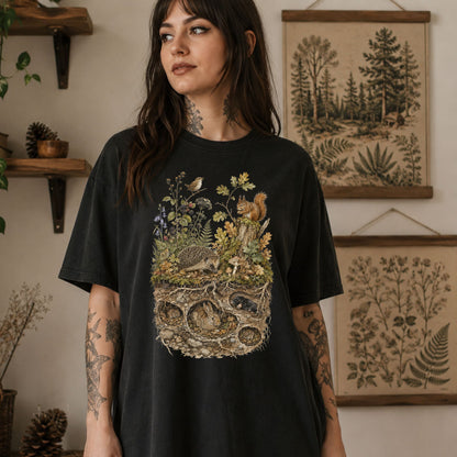 Woodland Animals Retro Nature T-Shirt