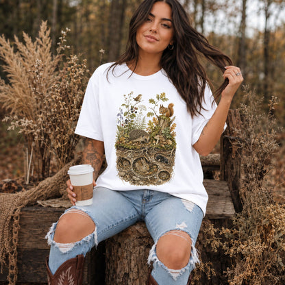 Woodland Animals Retro Nature T-Shirt
