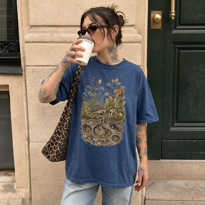 Woodland Animals Retro Nature T-Shirt